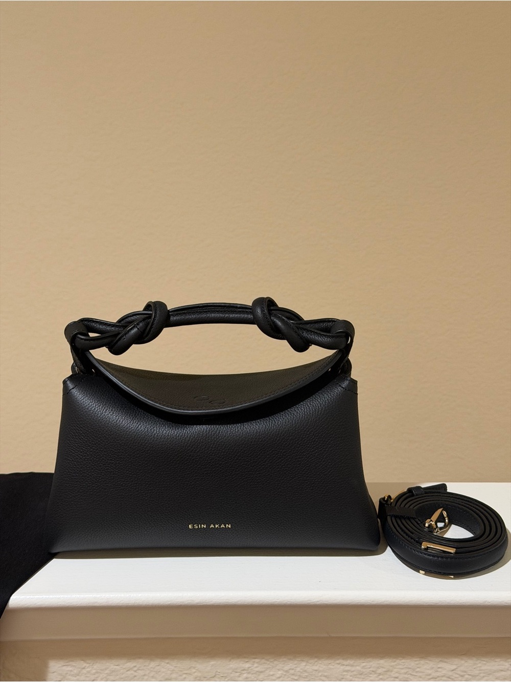 Esin Akan Midi Sloane Multiway Crossbody Bag Black Leather